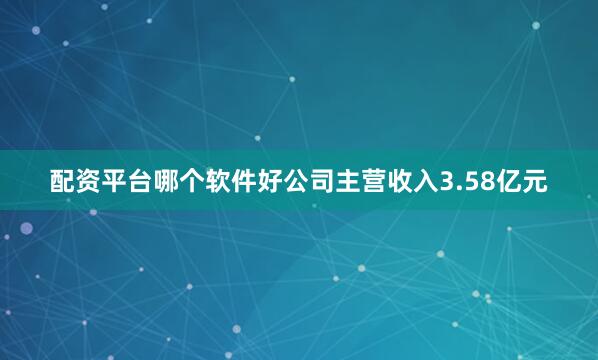 配资平台哪个软件好公司主营收入3.58亿元